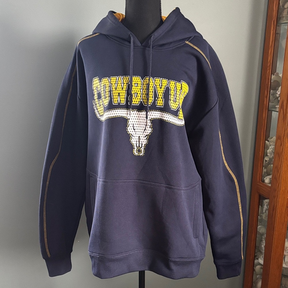 Cowboy Navy Hoodie with Yellow Accents